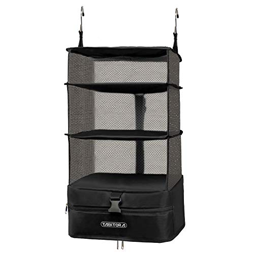 TABITORA Portable Hanging Travel Shelves Bag Packing Cube Organizer Suitcase Storage Large Capacity - color: Black, size: Large+Large