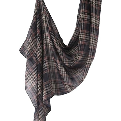 Hijab Scarf for Women Fashion Printed Modal Hijab Head Wrap Scarves Lightweight Long Scarf Shawls - color: Checkered