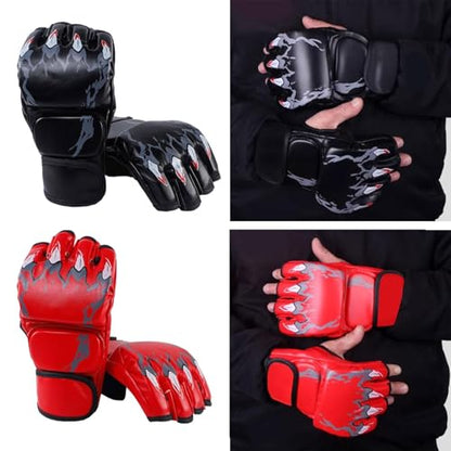 Generic 2 Pairs MMA Gloves Martial Arts Bag Gloves Boxing Fight Gloves Kickboxing Gloves for Sparring - color: Red and Black