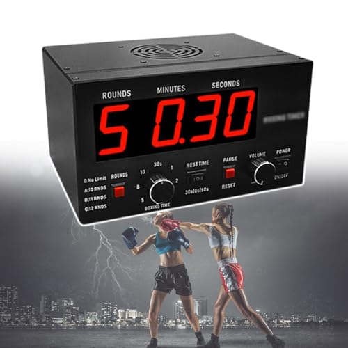 Boxing Round Timer,Mini Gym Timer with Adjustable Sound,Selectable Training Time and Cycle Repetitions for Boxing Competitions and Training,Red - color: Red