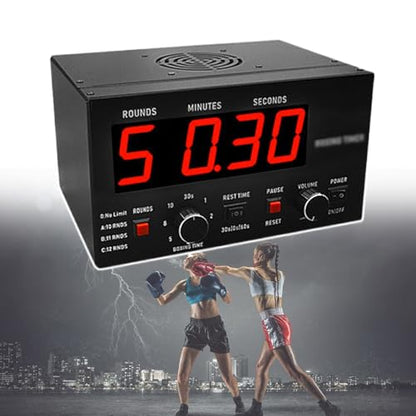 Boxing Round Timer,Mini Gym Timer with Adjustable Sound,Selectable Training Time and Cycle Repetitions for Boxing Competitions and Training,Red - color: Red