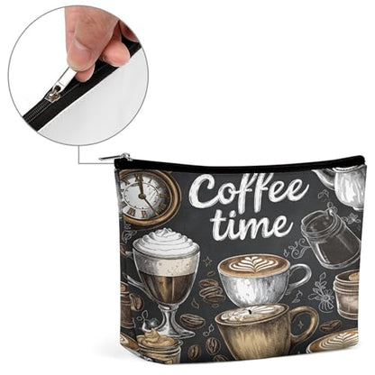 Coffee Time Makeup Bag, Travel Toiletry Organizer, Cosmetic Pouch for Women, Birthday Presents for Mom Girls Women Sisters - color: Coffee Time