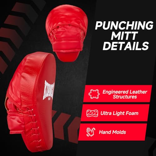 Boxing Pads Curved Focus Mitts, Training Pads,MMA Muay Thai Kickboxing Coaching Martial Arts Punching Hand Target Strike Shield & Boxing Mitts - color: Red