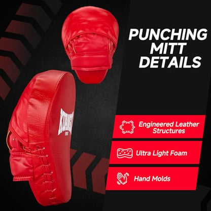 Boxing Pads Curved Focus Mitts, Training Pads,MMA Muay Thai Kickboxing Coaching Martial Arts Punching Hand Target Strike Shield & Boxing Mitts - color: Red