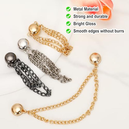 6Pcs Magnetic Clothing Pins with Chain, Strong Metal Magnet Clips for Hijab Hem, Shirt Sleeves, Pants Legs & Fabric Fixing