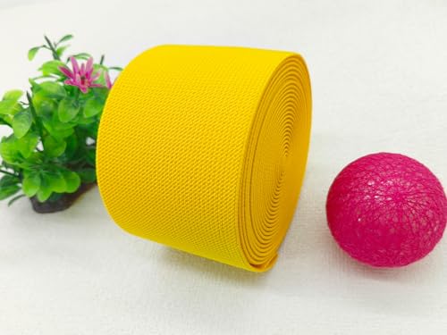 Gold Knit Elastic Band for Pants Waist 3 inch 5 Yards Wide Double-Side Twill Woven Elastic Heavy Stretch Elastic Spool Band for Sewing-Wigs-Skirts-Craft DIY Projects - color: Yellow