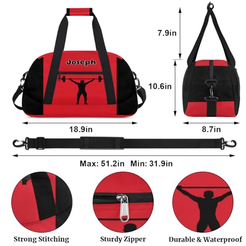 Personalized Sports Duffel Bag with Name, Weightlifting Silhouette | Personalized Named Practice Travel Overnight Training Bag - color: Color 10