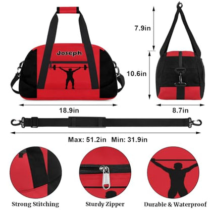 Personalized Sports Duffel Bag with Name, Weightlifting Silhouette | Personalized Named Practice Travel Overnight Training Bag - color: Color 10