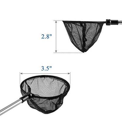Lpraer Aquarium Fish Net with Extendable Stainless Steel Long Handle Fine Mesh Net for Fish Tank - size: 3.5 inch
