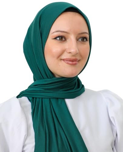 Prien Hijab for Women Viscose Scarf Lightweight Muslim Hijabs Long Shawl Islamic Scarves Turkey Silk Headscarf for Womens - color: Emerald