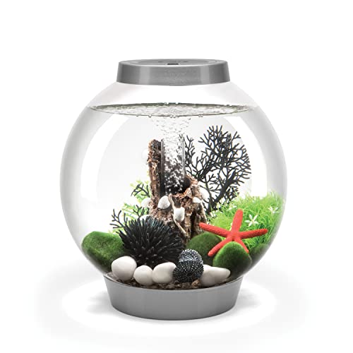 biOrb Classic 15 Acrylic 4-Gallon Aquarium with White LED Lights Modern Compact Tank for Tabletop or Desktop Display, Silver-Trimmed Tank - color: Silver, size: 4 Gallon, style: LED Lighting