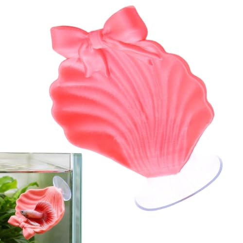 Betta Bed Floating Shell Shaped Pad with Suction Cup | Betta Fish Tank Decor for Shrimp Snails Frogs Goldfishes Guppy Koi Reptile Pet Tank Aquariums Area Home - color: Pink