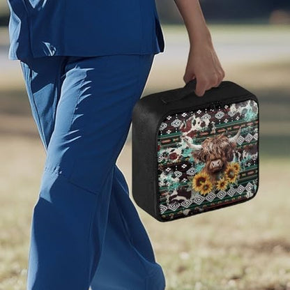 Gomyblomy Aztec Highland Cow Print First Aid Kit Bag Empty Portable First Aid Kits for Business Travel Medium Emergency Medical Kit for Cars Home Medicine Bag Medical Supplies Bags - color: Aztec Highland Cow-add