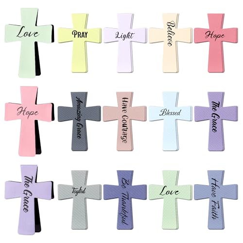 Magnetic Cross Bookmarks with Bible Verses, 48 Pcs Christian Bookmarks - size: Solid Color