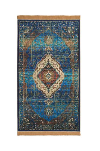Blue Velvet Carpet Seccade Prayer Rug One Size Multicolor Polyester - Multicolor