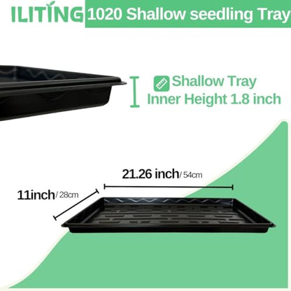 Shallow 1020 Nursery Flat Trays -10 Pack, 1.8" Height, Specialized for Holding 72-Cell Plug Seedling Trays, No Holes, Ideal for Seed Starting and Planting - size: shallow tray 10 pack