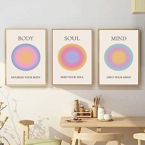Colorful Aura Poster Mind Body Soul Print Positive Aura Poster Energy Pictures Minimalist Aesthetic Poster Colorful Energy Angel Number Canvas Wall Art Mind Body Soul Paintings 16x24inch No Frame - color: 1, size: 16x24inchx3 No Frame