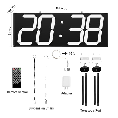 CHKOSDA Digital Wall Clock with Double Sided Display, Large Digital Clock with Timer,Alarm,Temperature and Date,Two Faced Hanging Digital Clock Large Display for Multiple Public Places(White) - color: White