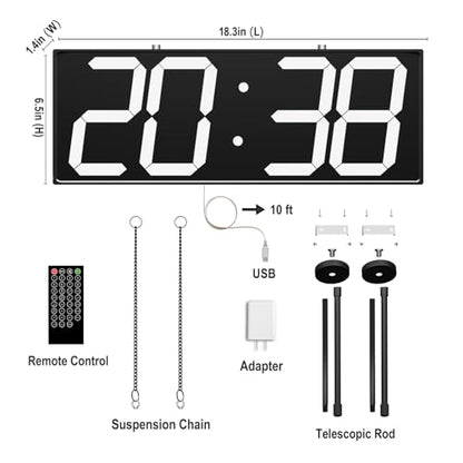 CHKOSDA Digital Wall Clock with Double Sided Display, Large Digital Clock with Timer,Alarm,Temperature and Date,Two Faced Hanging Digital Clock Large Display for Multiple Public Places(White) - color: White