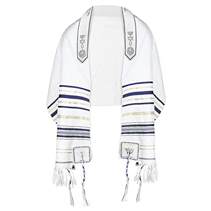 HalleluYAH Messianic Tallit Prayer Shawl 72"x 22" with Bag For Men & Women - color: Navy Blue