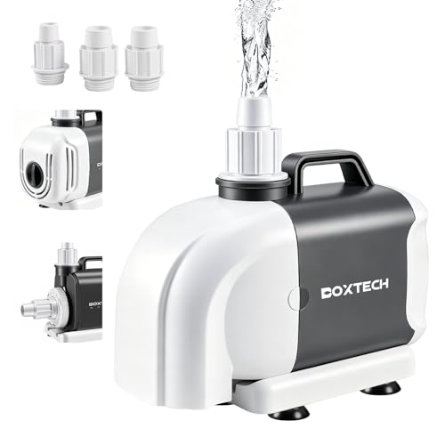 Boxtech Fountain Pump, Submersible Water Pump All-in-One Dual-Use Pump - 55w 3 Interchangeable Nozzles for Aquariums, Hydroponics, Outdoor Water Features (Energy Efficient, Compact Design) - size: 55w