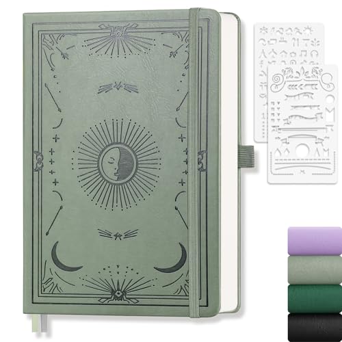 Dotted Journal for Women Men, 192 Pages A5 Notebook Journal, Hardcover Notebook with 100Gsm Thick Pages, Leather Note Book for Writing, Travel, Business, Office, Prayer 5.7 x 8.3, Light Green - color: Light Green, style: Dotted