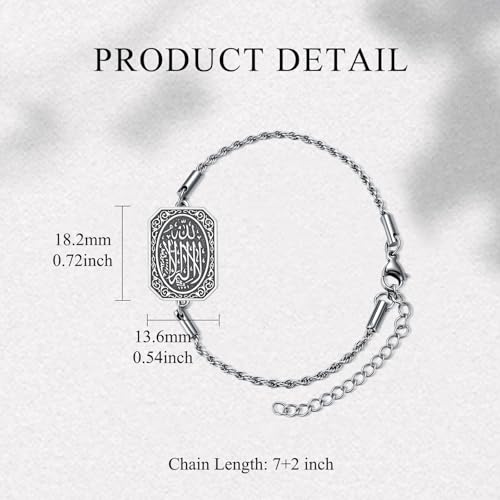 PELOVNY Allah Bracelet 925 Sterling Silver Islam Allah Bracelet Islamic Muslim Religious Jewelry Gifts for Men Women - color: Allah Bracelet-02