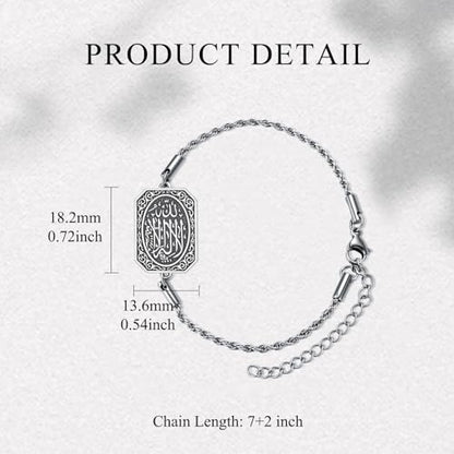 PELOVNY Allah Bracelet 925 Sterling Silver Islam Allah Bracelet Islamic Muslim Religious Jewelry Gifts for Men Women - color: Allah Bracelet-02