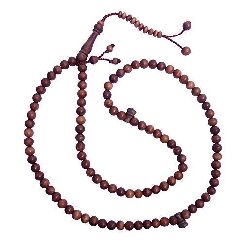 TheTasbih® Handcrafted Natural Color 8mm 99-Bead Stigi Ironwood Tasbih Prayer Beads with Bead Stops
