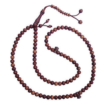 TheTasbih® Handcrafted Natural Color 8mm 99-Bead Stigi Ironwood Tasbih Prayer Beads with Bead Stops