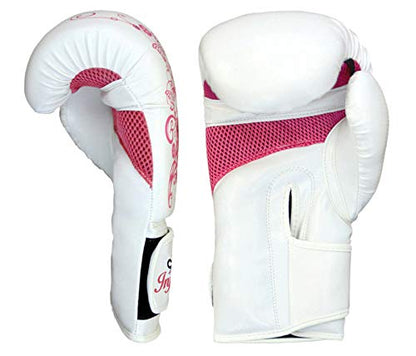 Womens Boxing Gloves Kids MMA Training Ladies Punching Mitts Girls Childrens - color: White Flower Boxing Gloves, size: 16Oz