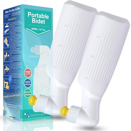 2PCS Butt Shower Portable Bidet 14.1oz (400ML) - Easy-Bidet Replaces Wet Wipes & Shower Toilet, Leak-Proof Lockable Nozzle, Portable Bum Spray for Travel/Home, Postpartum/Elderly/Hemorrhoid Relief - size: 2PCS