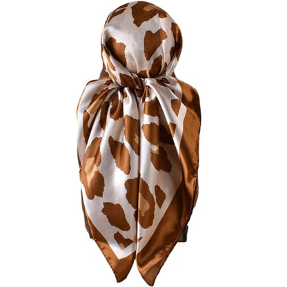 Head Scarf Hair Neck Scarves for Women Purse Bag Scarfs for Handbag Silky Satin Square Headscarf Fashion Hair Bandanas - color: Camel 2
