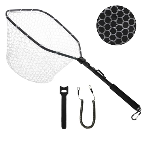 GOODCAT Fly Fishing Net, Bass Trout Landing Net, Folding Fishing Nets Fresh Water, Safe Fish Catching or Releasing, Fly Fishing net Magnetic Release - color: B:Square-Extend Length 32.5"