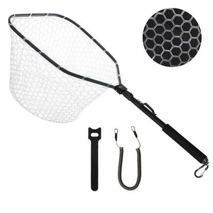 GOODCAT Fly Fishing Net, Bass Trout Landing Net, Folding Fishing Nets Fresh Water, Safe Fish Catching or Releasing, Fly Fishing net Magnetic Release - color: B:Square-Extend Length 32.5"