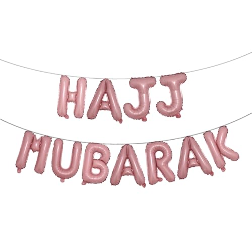 HAJJ MUBARAK Party Balloon for Festival Gathering Decorations Eid Mubarak Party Supplies Decorations (HAJJ MUBARAK Pink) - color: Hajj Mubarak Pink