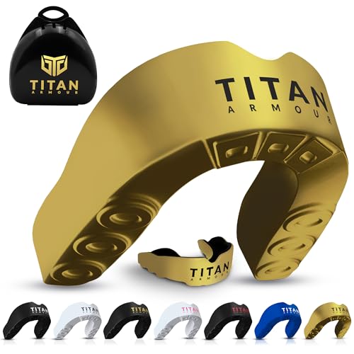 Mouth Guard Boxing, Dual-Layer Boil & Bite Mouthguard, Adult | Premium Dual-Layer | Case Included | Adult & Youth Custom-Fit Mouthpiece | Football, MMA, Hockey, Lacrosse, BJJ, Basketball - color: Solid Gold, size: Junior Under 11