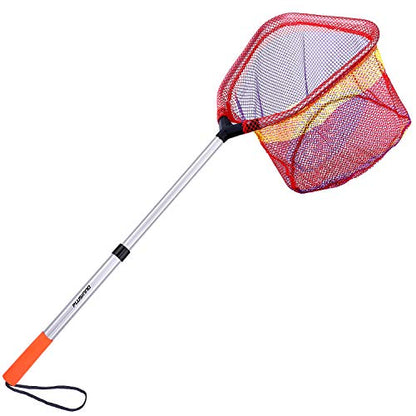 PLUSINNO Kids Fishing Net, Telescopic Lightweight Landing Net with Aluminum Pole Handle and Nylon Mesh, Catch and Release Butterfly Net for Kids Youth Outdoor - color: 1 Pack-Silver