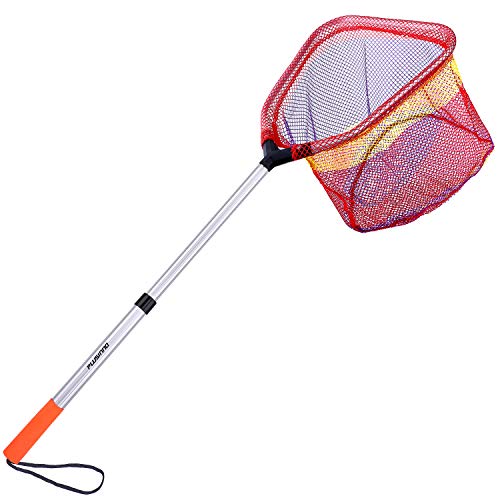 PLUSINNO Kids Fishing Net, Telescopic Lightweight Landing Net with Aluminum Pole Handle and Nylon Mesh, Catch and Release Butterfly Net for Kids Youth Outdoor - color: 1 Pack-Silver