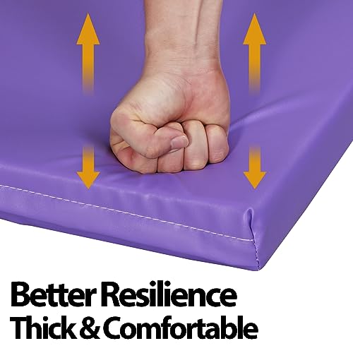 ZenStyle 6' x 2' x 2" PU Leather Exercise Tri-Fold Gym Fitness Mat For Gymnastics, Aerobics, Yoga, Martial Arts - color: Purple