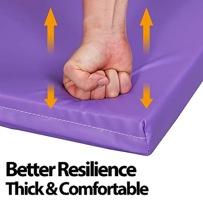 ZenStyle 6' x 2' x 2" PU Leather Exercise Tri-Fold Gym Fitness Mat For Gymnastics, Aerobics, Yoga, Martial Arts - color: Purple