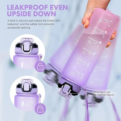 Water Bottle with Straw 1L,Boys Water Bottles with Straw 1 Litre,Waterbottle Leak-Proof Sports Water Bottle,Plastic Drinks Bottles Toxin Free，Bpa-Free (Purple) - color: 06-Purple