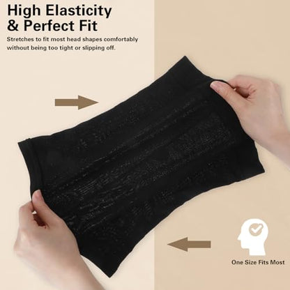 2 PCS Hijab Undercap for Women, Islamic Muslim Under Hijab Cap, Bonnet for Sleeping Women, Undercaps for Hijabs No Slip Under Caps for Hijabs Stretchy Head Cover (Black)
