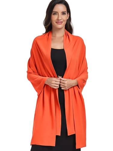 Chiffon Shawl and Wraps for Women Warm Scarves Wedding Evening Bridal Scarfs Pashmina Shawls - color: Orange