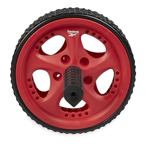 Reebok Ab Roller Wheel, Dual Non-Skid Wheels (Red) | Dual Non-Skid Wheels | Core Strength, Ab Training & Stability | Ergonomic Foam Handles | Home & Gym Use