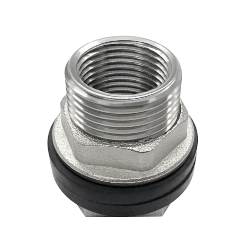 Beduan 1 NPS Male to 3/4 NPT Female Stainless Steel Bulkhead Water Tank Connector Thru-bulk Fitting for Water Tank Barrel(Pack of 1) - size: 1 NPS Male x 3/4 NPT Female, style: PackOf 1