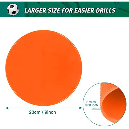 4inch & 9inch Poly Spots Spot Markers for Gym Floor, 12/24 Pcs Flat Cones Non-Slip Rubber Floor Dots Agility Markers for Soccer Basketball Sports Speed Training, Dance, Classroom Activities - style: 12Pcs 9 inch Orange