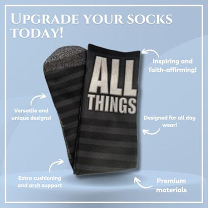 Men's – Christian Crew Socks for Men with Scripture | Moisture-Wicking | Easter Gift Idea - color: Philippians 4:13