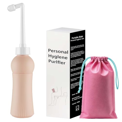 Portable Peri Bottle Postpartum Bidet for Personal Hygiene, 500ml (17.6oz) Large Capacity, Retractable Hose for Outdoor Travel & Toilet Use, Perineal Cleansing Recovery Care for Women