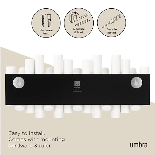 Umbra Picket Coat Rack, Wall Mount 5 Flip-Down Coat Hooks, White - color: White, size: 5-Hook